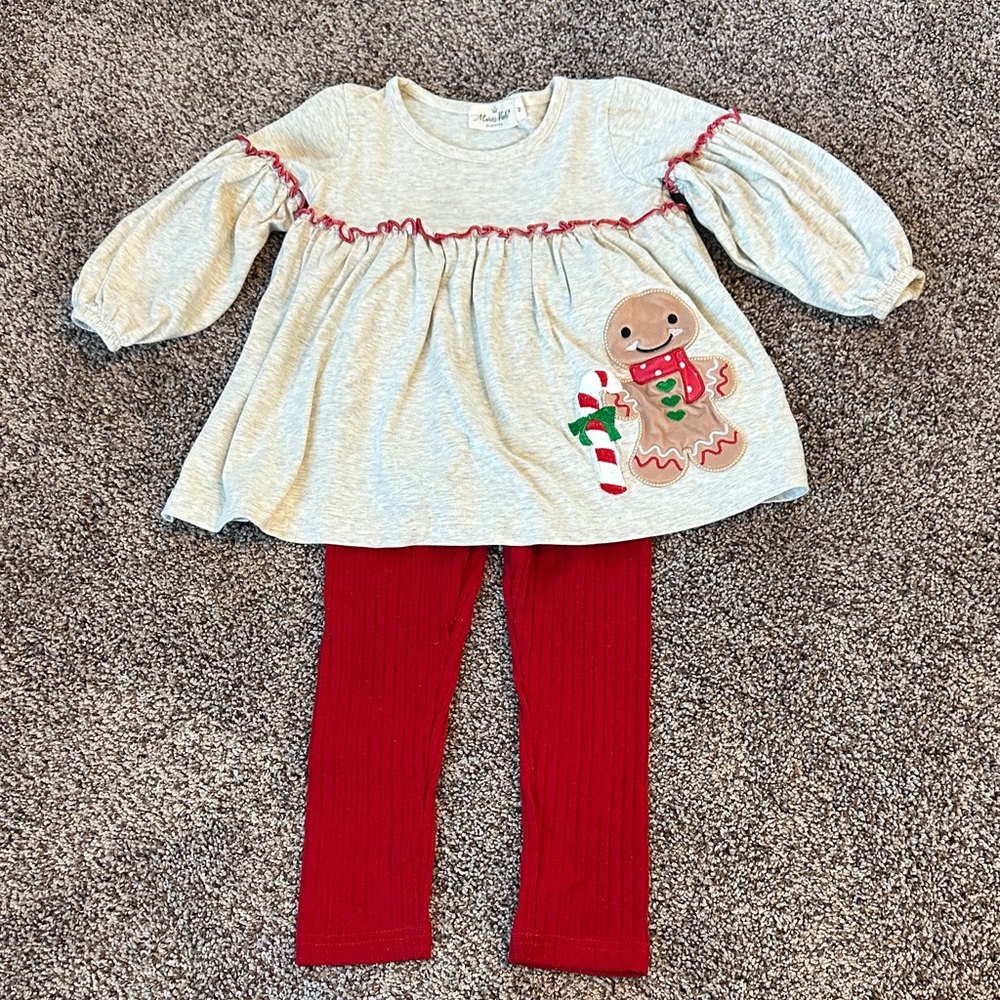 Gingerbread Kids Matching Set - Gray and Red
